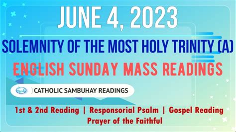 4 June 2023 English Sunday Mass Readings Solemnity Of The Most Holy