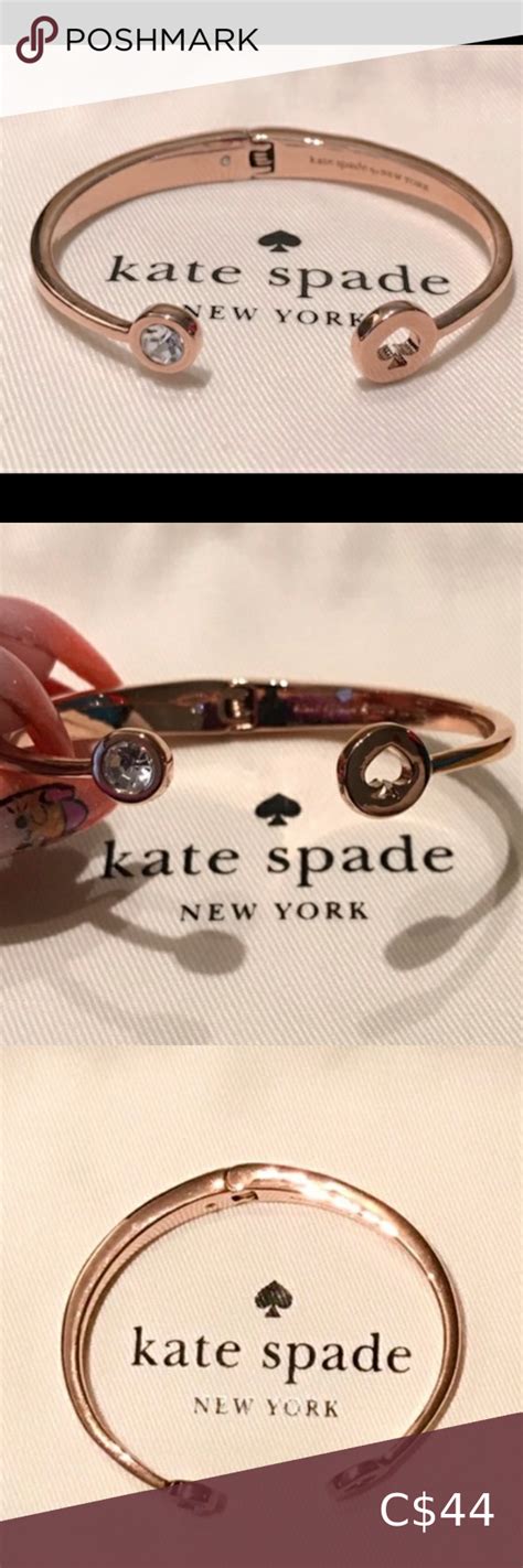 Kate Spade New York Spot The Spade Rose Gold Tone Bangle Open Hinge Bracelet Hinged Bracelet