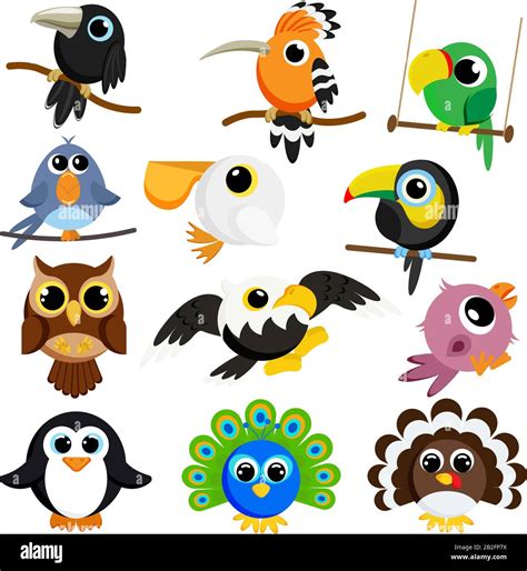 Cute birds set vector image. Cartoon characters. Flat vector stock ...