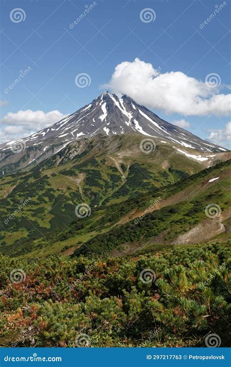 Landscape On Kamchatka Picturesque View Of Vilyuchinsky Volcano Stock