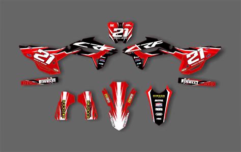 Graphic Kit Honda 450 CRF 2021 2022 Factory Red Kitdeco Moto Fr