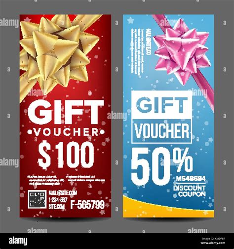 Voucher Coupon Template Vector Vertical Leaflet Offer Promotion