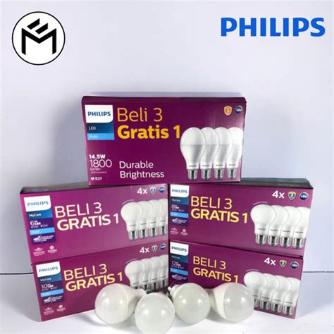 Jual Philips Lampu Led Multipack Bulb E27 A60 MYCare Isi 4 6500K 6w