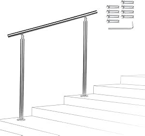 Yakimz Treppengeländer Edelstahl 180cm mit ohne Querstreben Handlauf