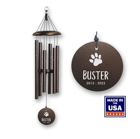 Paw Print Pet Memorial Wind Chime Authentic Corinthian Bells Made In