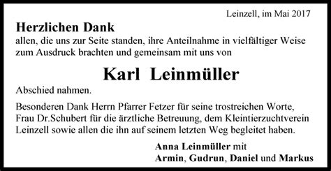 Traueranzeigen Von Karl Leinm Ller Ostalbtrauer