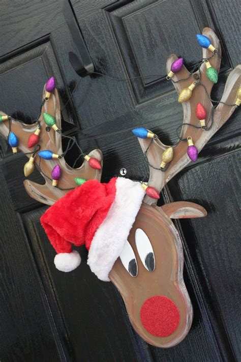 Reindeer Christmas Door Hanger Decor Lights Up By Cutipiethis On Etsy