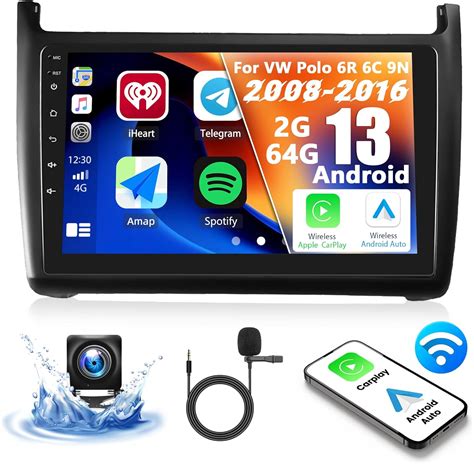 2 64G Android 13 Autoradio Pour VW Polo 5 2008 2020 Avec CarPlay