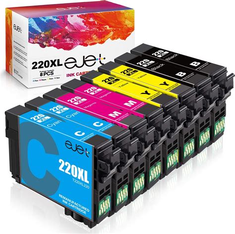 Ejet T220 220xl Ink Cartridge High Capacity Black And Color Remanufactured For Epson 220xl Ink