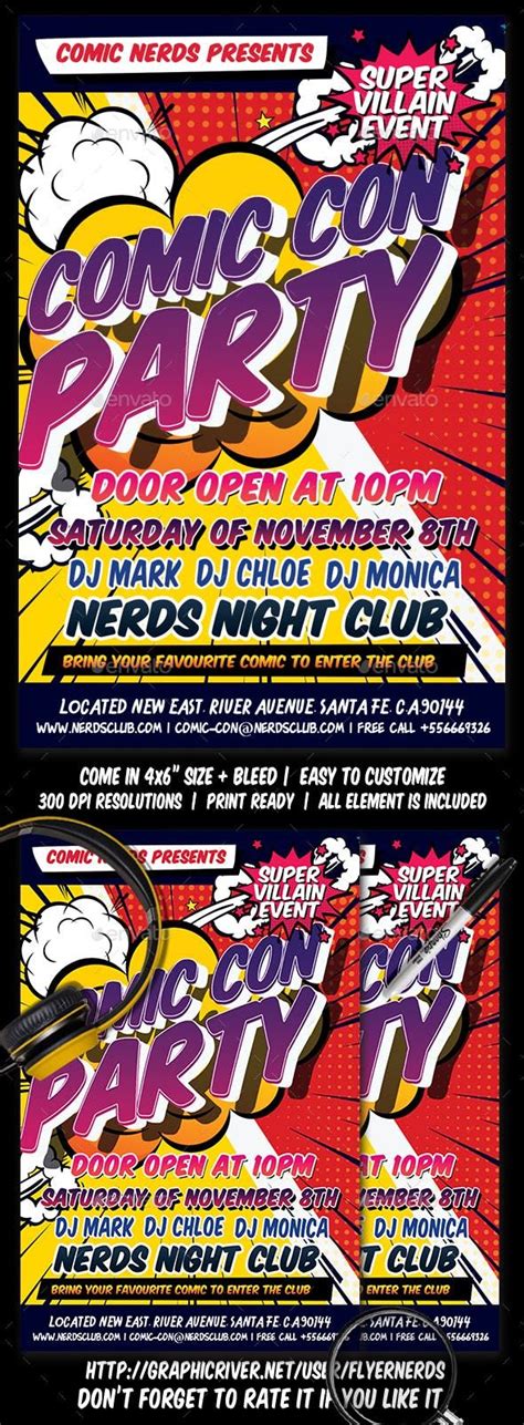 Comic Con Party Flyer Party Flyer Comics Flyer