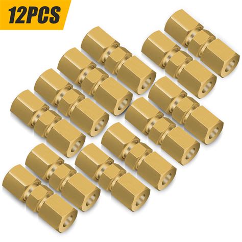 12pcs Straight Brass Brake Line Compression Fitting Unions For Od