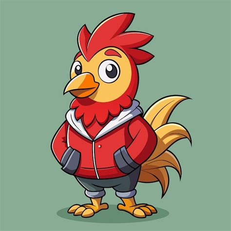 El Gallo Lindo Con El Accesorio De La Chaqueta Roja Ilustraci N