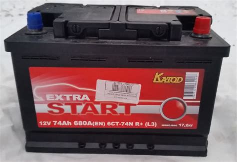 Купить аккумулятор EXTRA START 6СТ-74N R+ (L3), 278x175x190, обратная ...