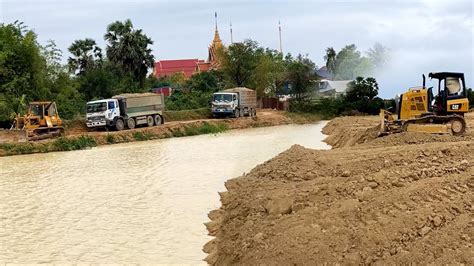 Awesome Mighty Operator Skills Bulldozer Pushing Dirt Dump Truck