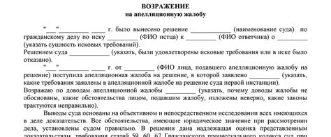 Возражение на апелляционную жалобу, образец 2025
