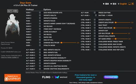 Days Gone Trainer Fling Trainer Pc Game Cheats And Mods