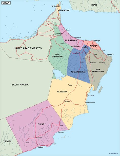 Oman Political Map Eps Illustrator Map Vector World Maps