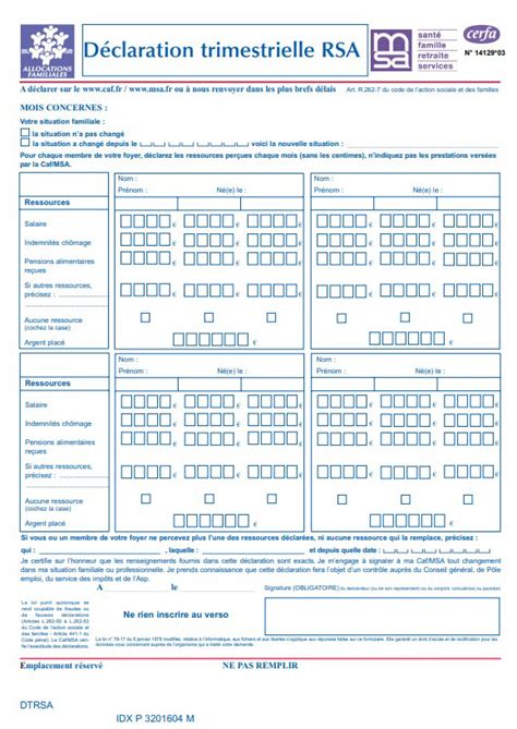 Formulaire A Imprimer Pour La Prime D activité Service Publique Hot