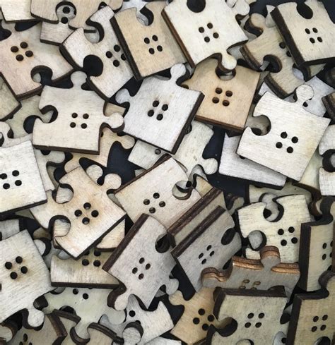 Jigsaw Puzzle Pieces Wooden Buttons Packs Of Or Buttons Etsy Uk