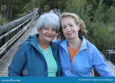 Two Mature Female Friends Portrait Stock Image Image Of International