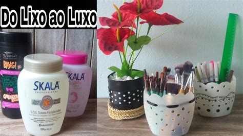 Diy Reciclagem De Potes De Creme Porta Treco E Vaso Potes