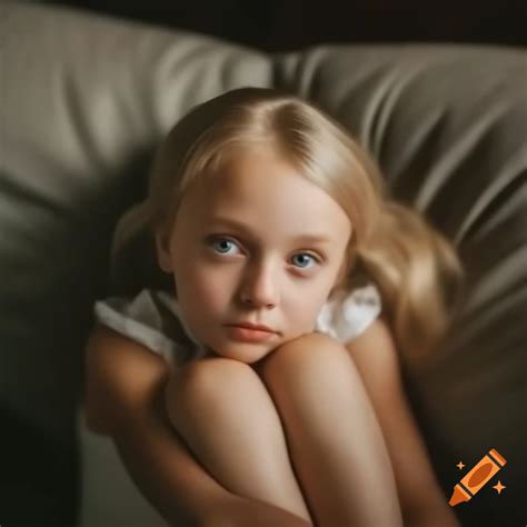 Cute Blonde Girl Relaxing On Couch On Craiyon