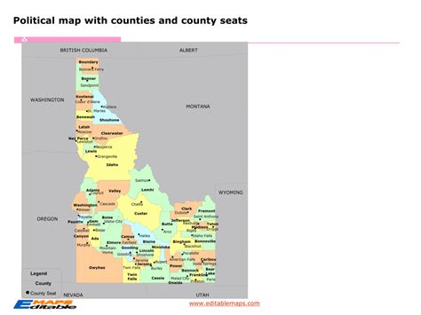 Idaho County Map Editable Powerpoint Maps
