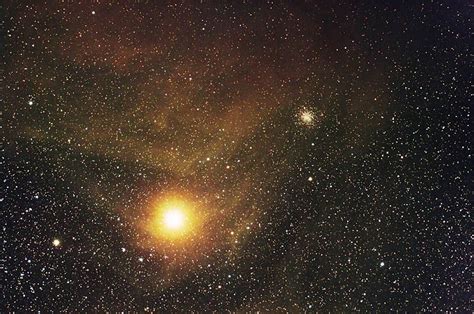 Red supergiant star Antares of the constellation Scorpius. It's radius ...