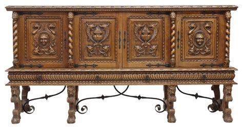 Large French Renaissnace Style Carved Oak Sideboard