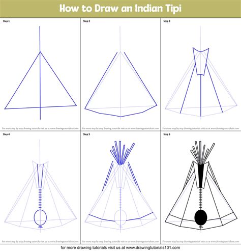 How to Draw an Indian Tipi printable step by step drawing sheet : DrawingTutorials101.com