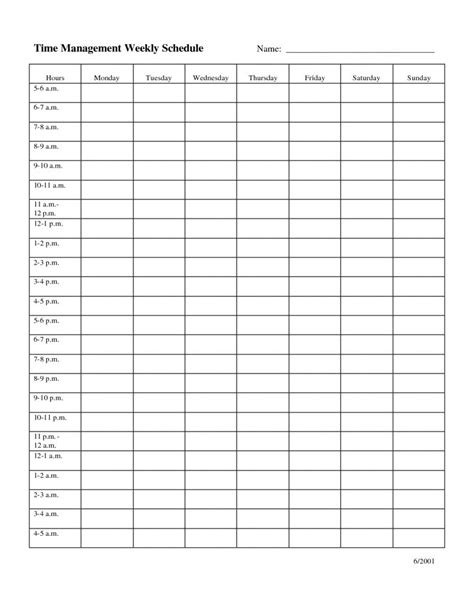 Time Management Weekly Schedule Template … | Bobbies Wish List | Weekl ...