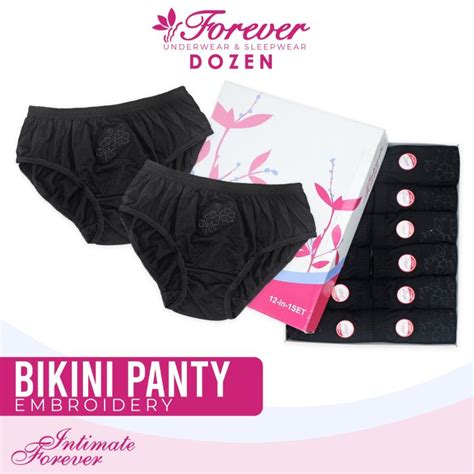 Intimate Forever Egb Dozen All Black Bikini Panty Cotton Underwear