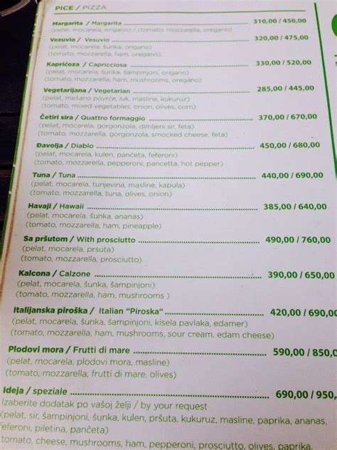Menu At Mydan Restaurant Belgrade