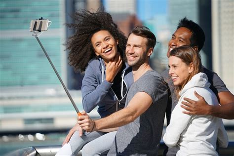 Premium Photo Group Of Friends Taking Selfie Picture