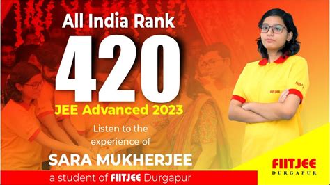 Jee Advanced Ranker Sara Mukherjee Air Fiitjee Durgapur Centre