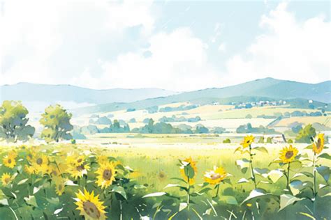 Free Vectors | sunflower field watercolor