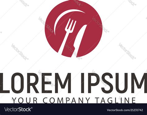 Fork knife plate logo design concept template Vector Image