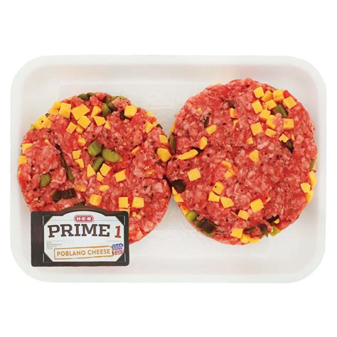 H E B Prime 1 Beef Burger Patties Poblano Cheese Shop Beef At H E B