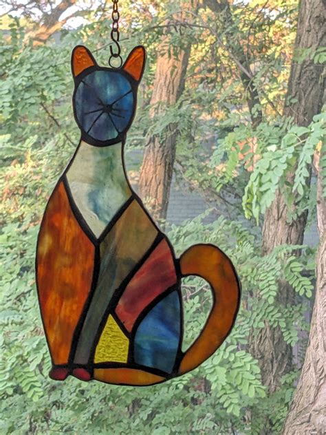 Stained Glass Calico Cat Etsy