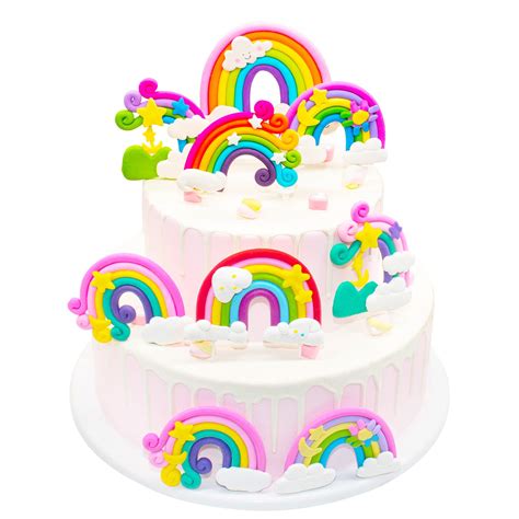 Buy Pcs Rainbow Clouds Cake Topper Picks Soft Pottery Cupcake Toppers