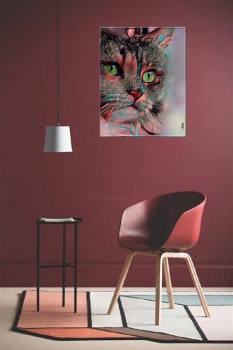 Ariel Cat Mix Media On Panel 70X50 Arte Digital Por L Roche