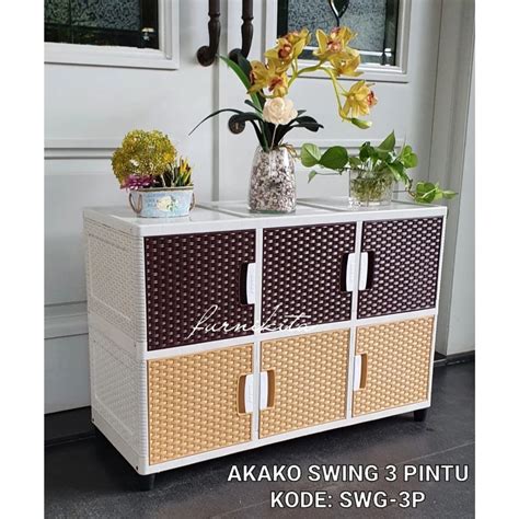 Jual Ready Stock LEMARI PLASTIK 3 PINTU AKAKO SWING SUSUN 3 AKAKO FANCY