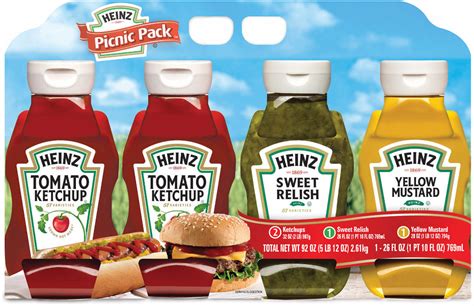 Heinz Picnic 4 Pack Ketchup Mustard Relish 118 Oz —