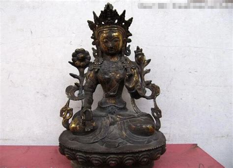 Collectible Bronze Lion Statue S Tibet Classical Bronze White Tara