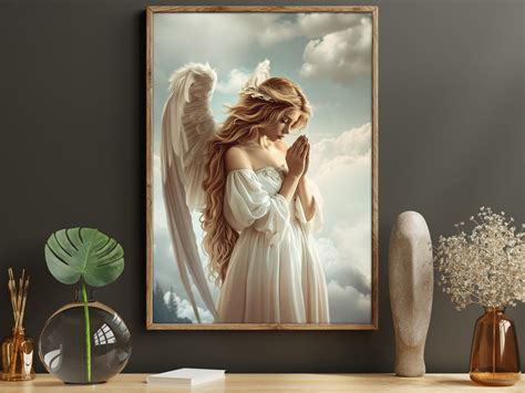 Young Angel Praying Painting, Angel Print, Faith Canvas Print, Catholic ...