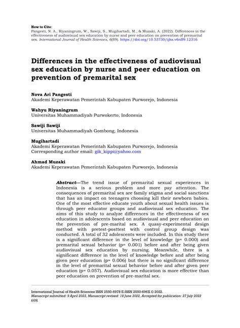 Pdf Differences In The Effectiveness Of Audiovisual Sex Education By