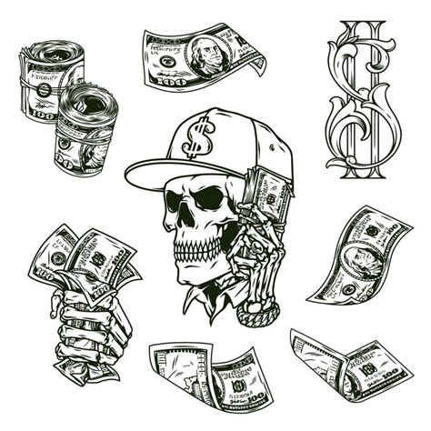 Vector graphic Skull Money vector | Money tattoo, Tattoo lettering ...