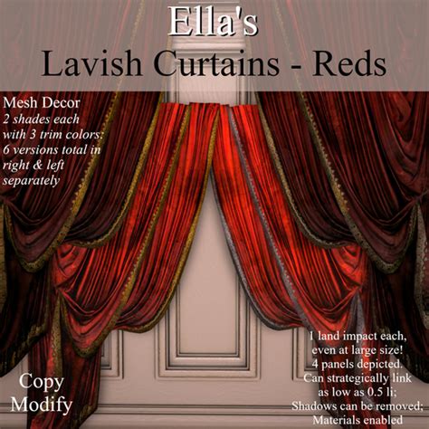 Second Life Marketplace Ellas Lavish Curtains Reds