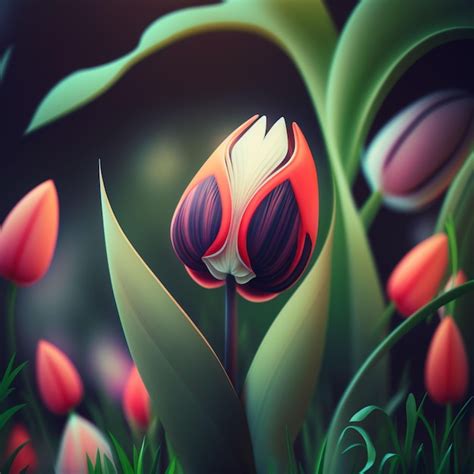 Premium Ai Image 3d Tulip Illustration
