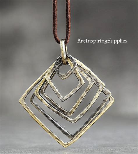 Necklaces For Womenlarge Geometric Square Necklace Etsy